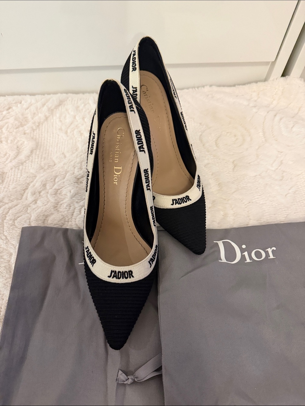 Dior Black Pumps with White J'Adior Trim